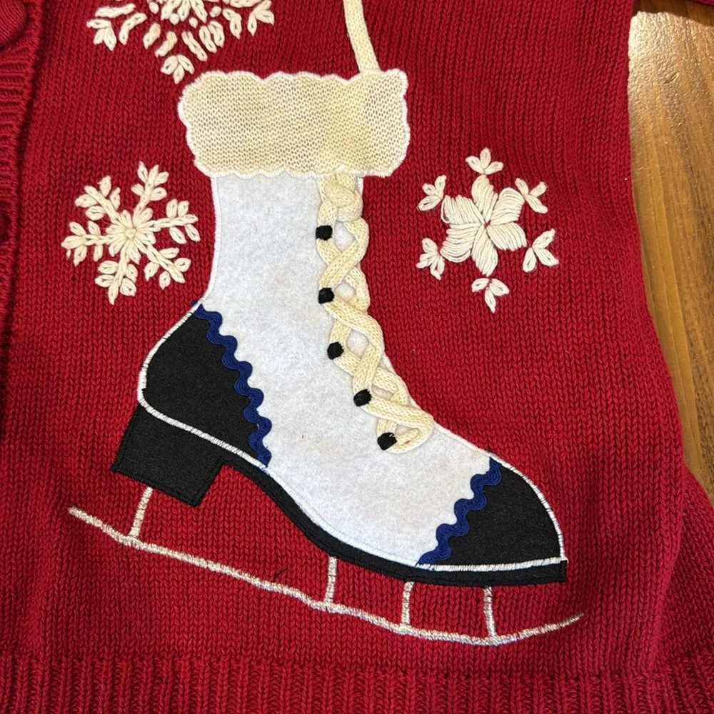 NWT! Vintage Hasting and Smith Red Ice Skating Holiday Sweater From Carson's! - Picture 5 of 10
